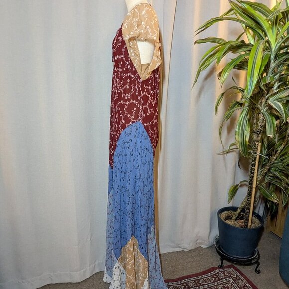 Rag and Bone Sam Patchwork Maxi Dress Red Blue White Floral Large - Picture 3 of 6